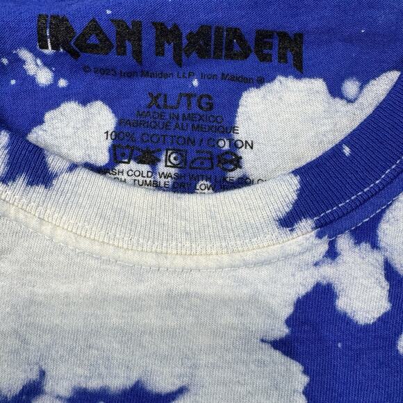 Iron Maiden Unisex T Shirt Small Graphic Blue Tie Dye Rock Music Sz XL - Picture 3 of 5